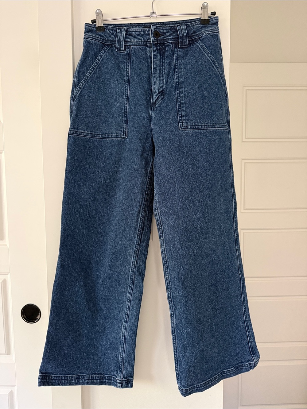 Roark Wide-Leg High-Rise Jeans in Deep Blue Denim